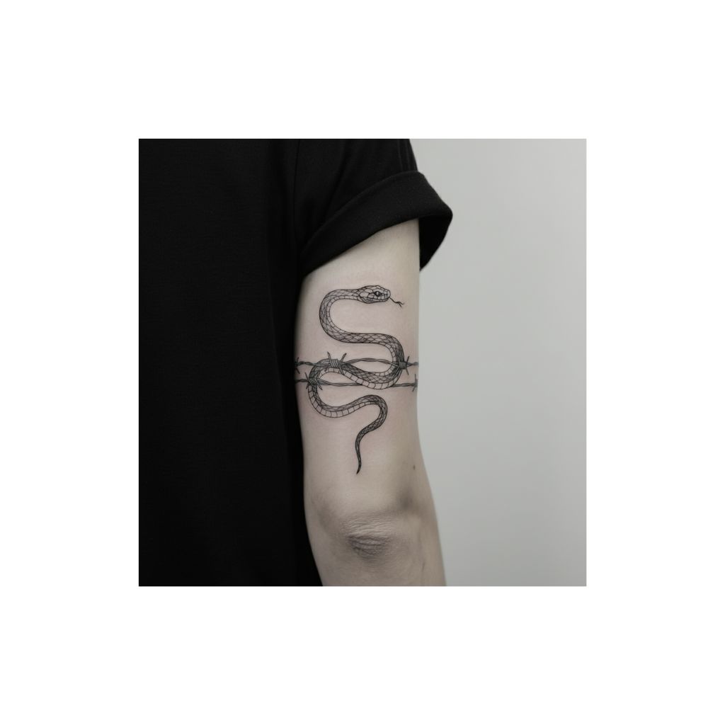 Barbed Wire Snake Tattoo