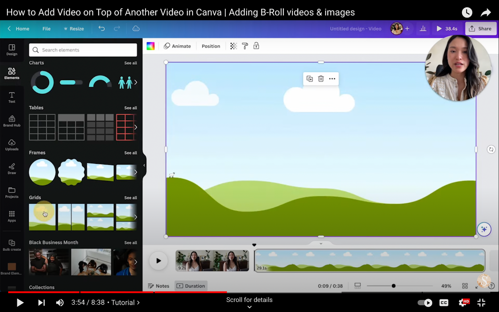 Adding grid element to Canva Video Editor