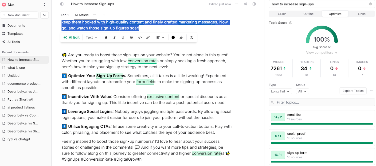 Frase AI content repurposed for social media post