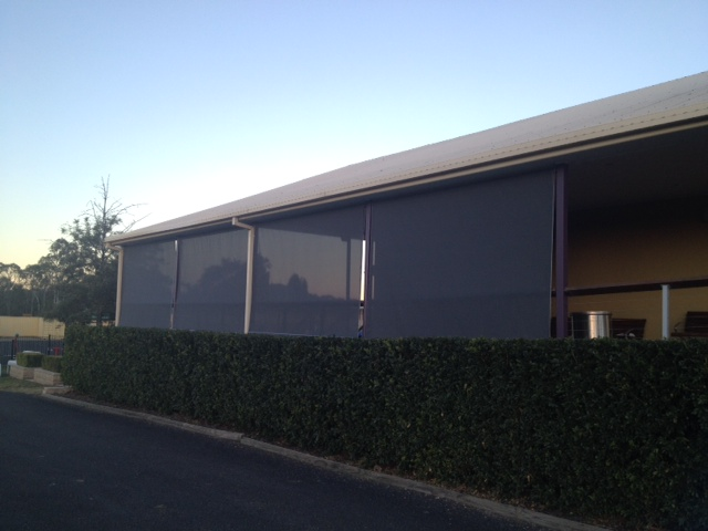 Straight drop awnings providing privacy in a house