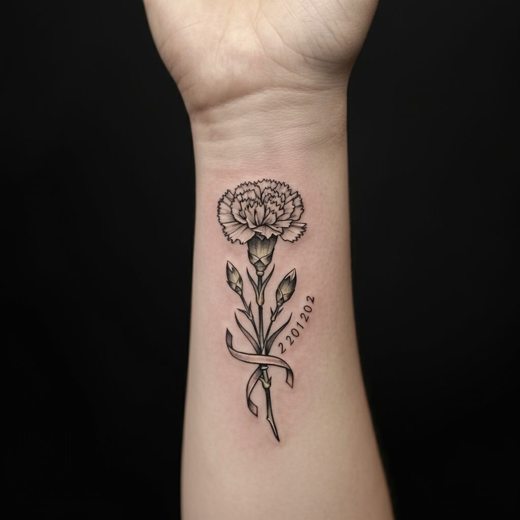 Carnation Memorial Tattoo