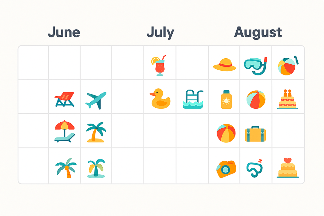 Summer-themed Facebook ad calendar
