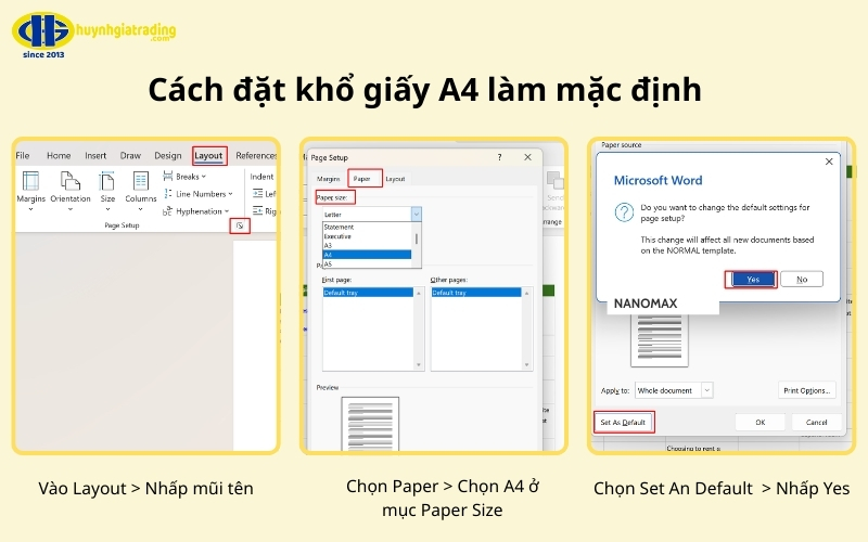 Cách đặt khổ giấy A4 làm mặc định