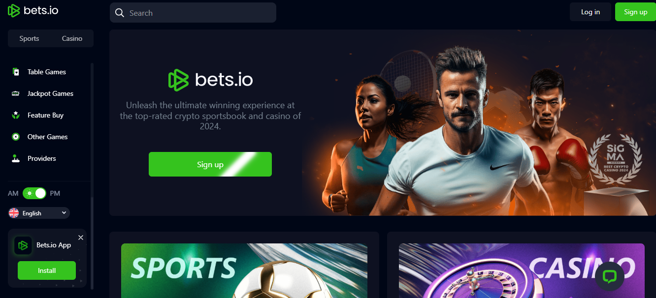 Bets.io 主頁