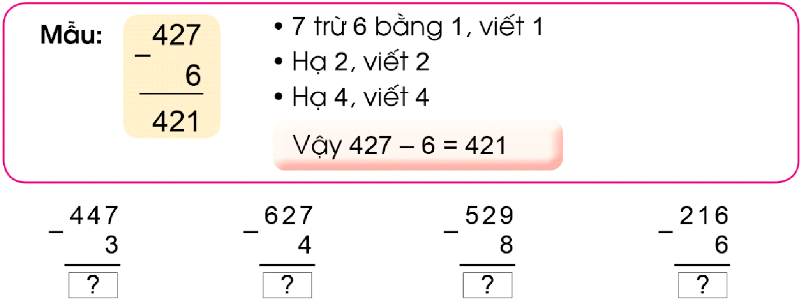 BÀI 77. PHÉP TRỪ( KHÔNG NHỚ) TRONG PHẠM VI 1000