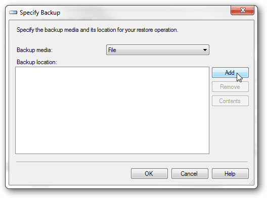 Specify backup window