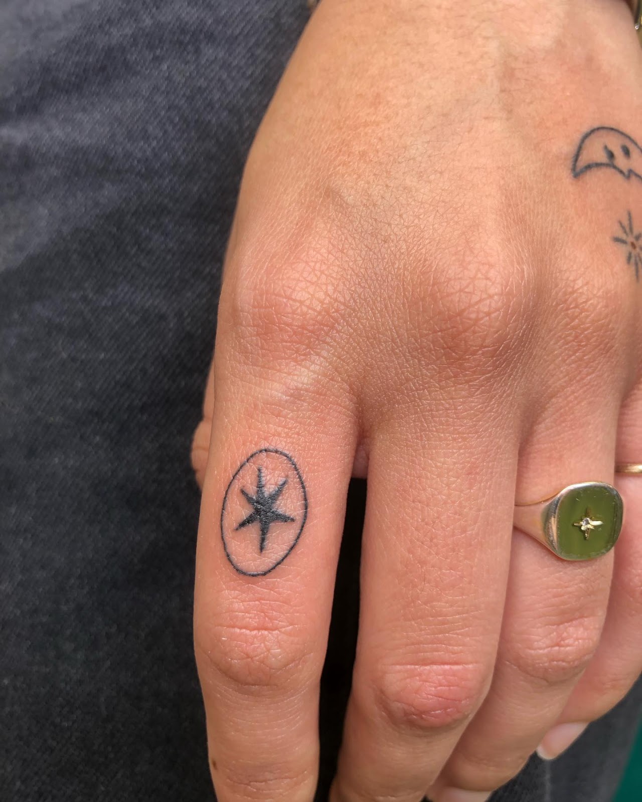 Compass Finger Tattoo
