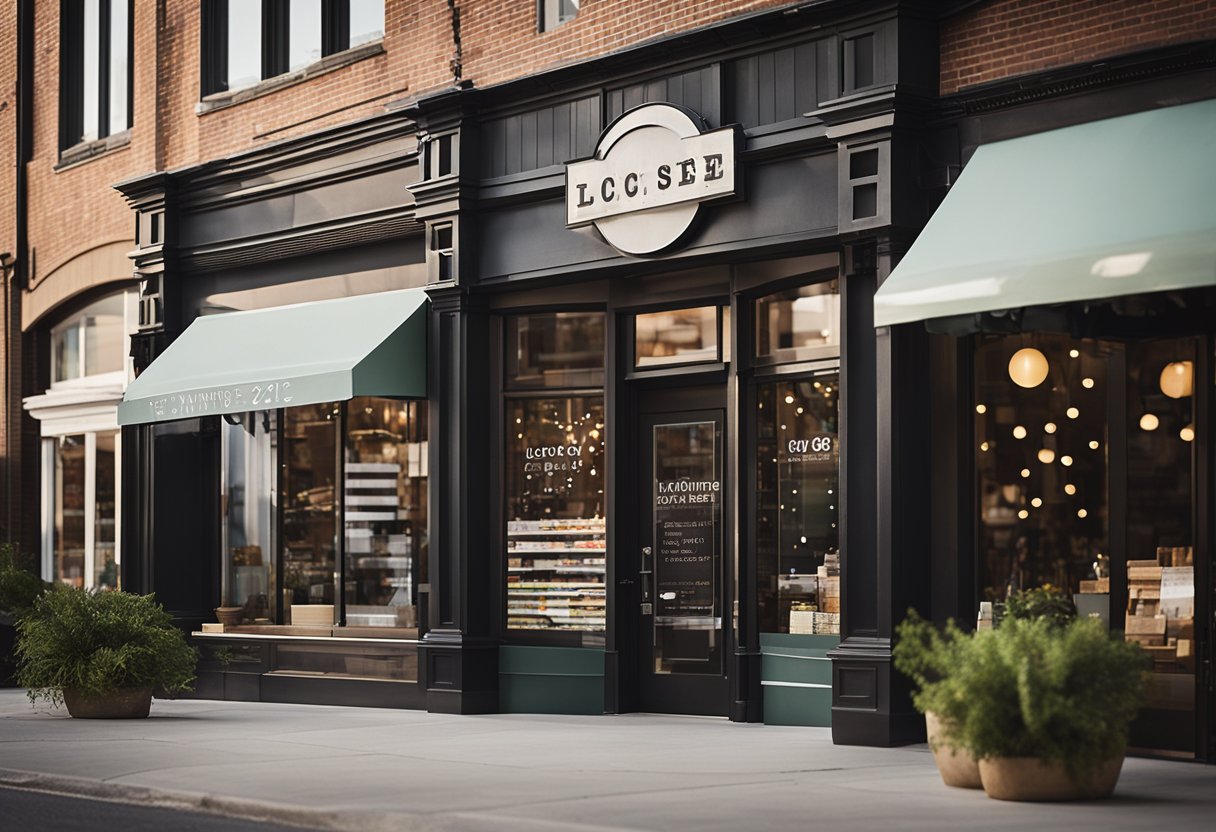 A storefront with a prominent "Local SEO for Service-Based Businesses: Dominate Your Zip Code" sign. Surrounding businesses are overshadowed