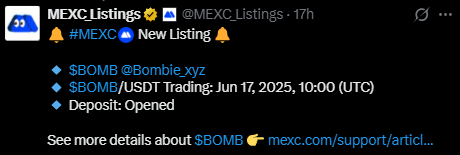Bombie mexc listing