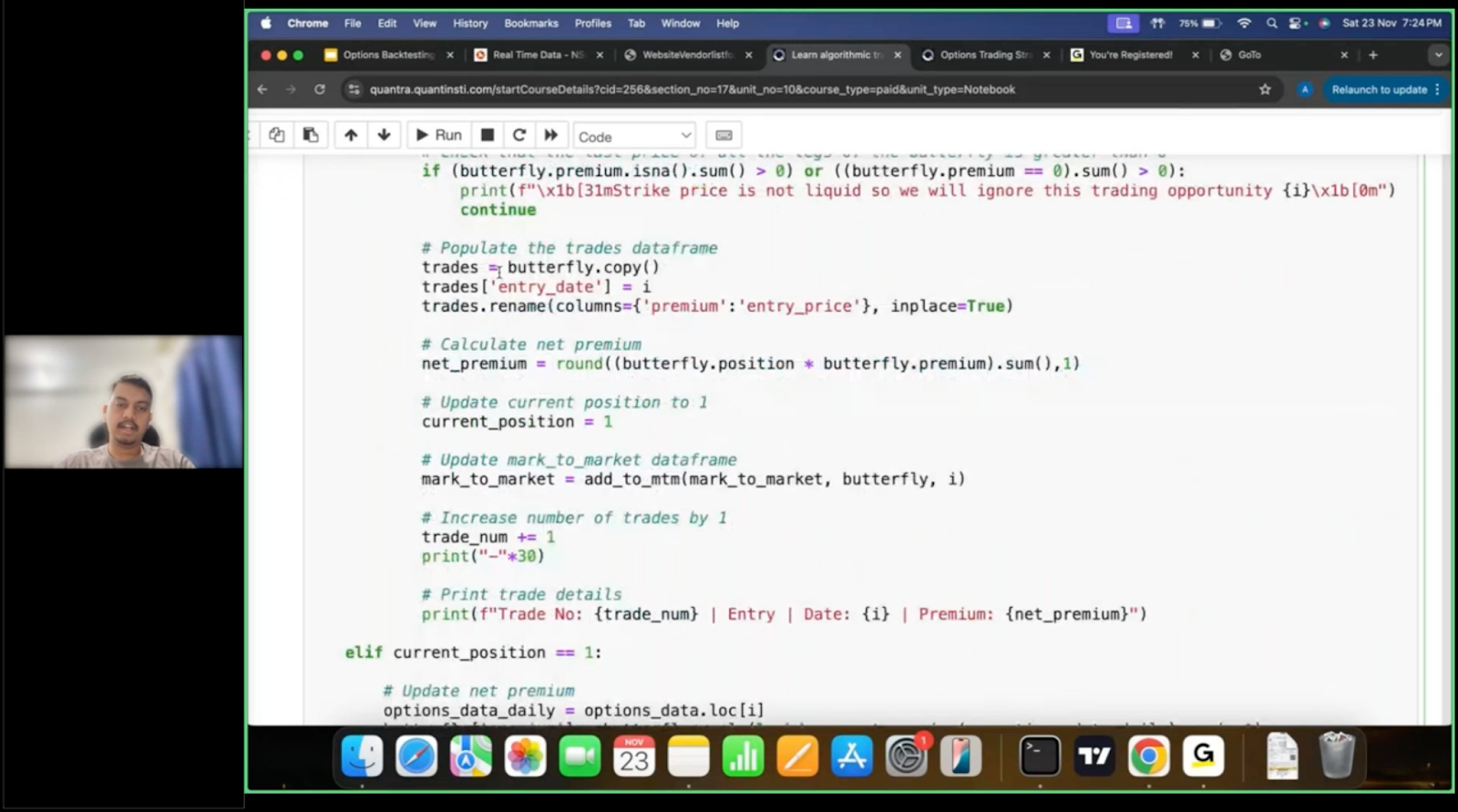 Akshay Choudhary in a Webinar on Options Backtesting Using Python” in collaboration with StockEdge.