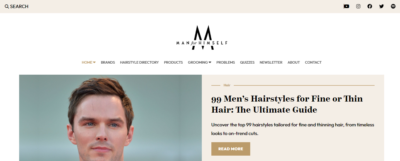 Man For Himself homepage - one of the best blogs for men