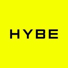 This containan image of   hybe on a yellow background