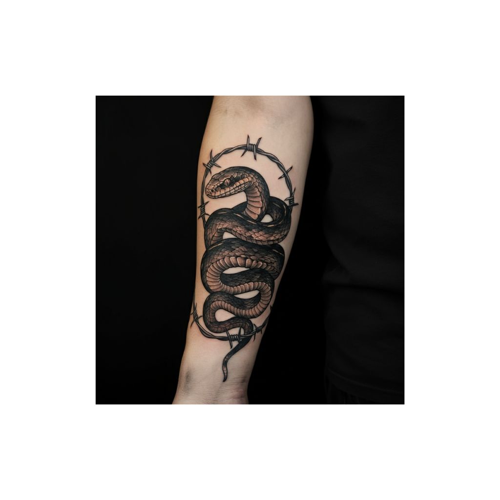 Barbed Wire Snake Tattoo