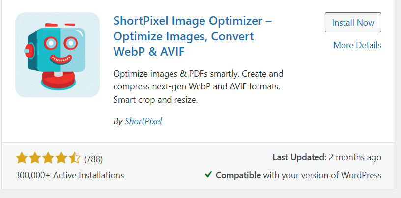 a screenshot of ShortPixel  plugin
