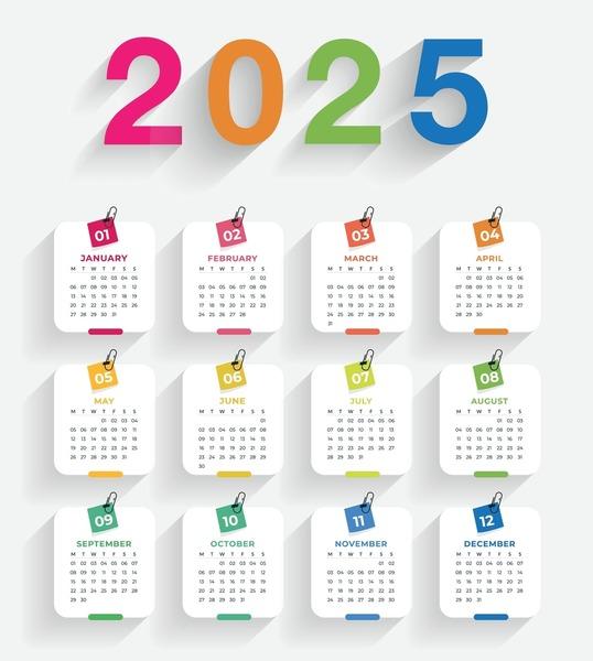 A calendar with numbers and colored paper clips

Description automatically generated