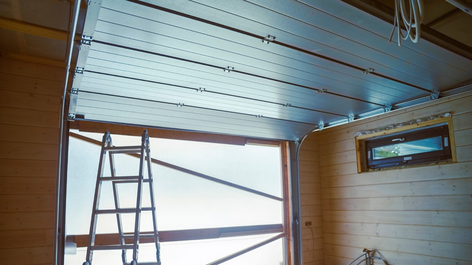 Inside view of a tiny home's small garage.