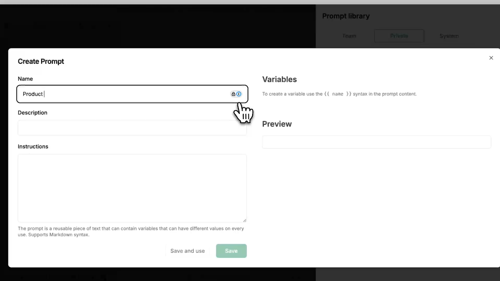 Custom prompt library