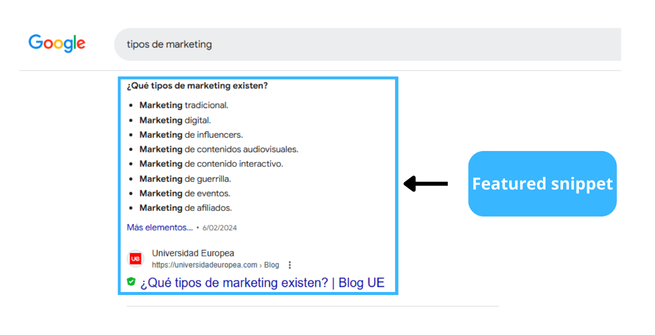 qué es un featured snipept o fragmento destacado en google