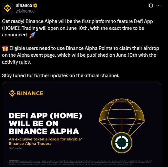  Binance proceeded to officially list the DeFi App
