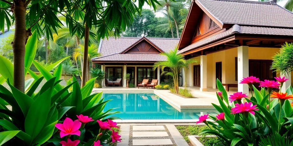 Beautiful Thai property with garden and pool.