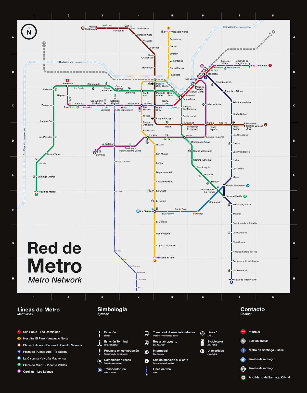 Mapa metrô de Santiago do Chile