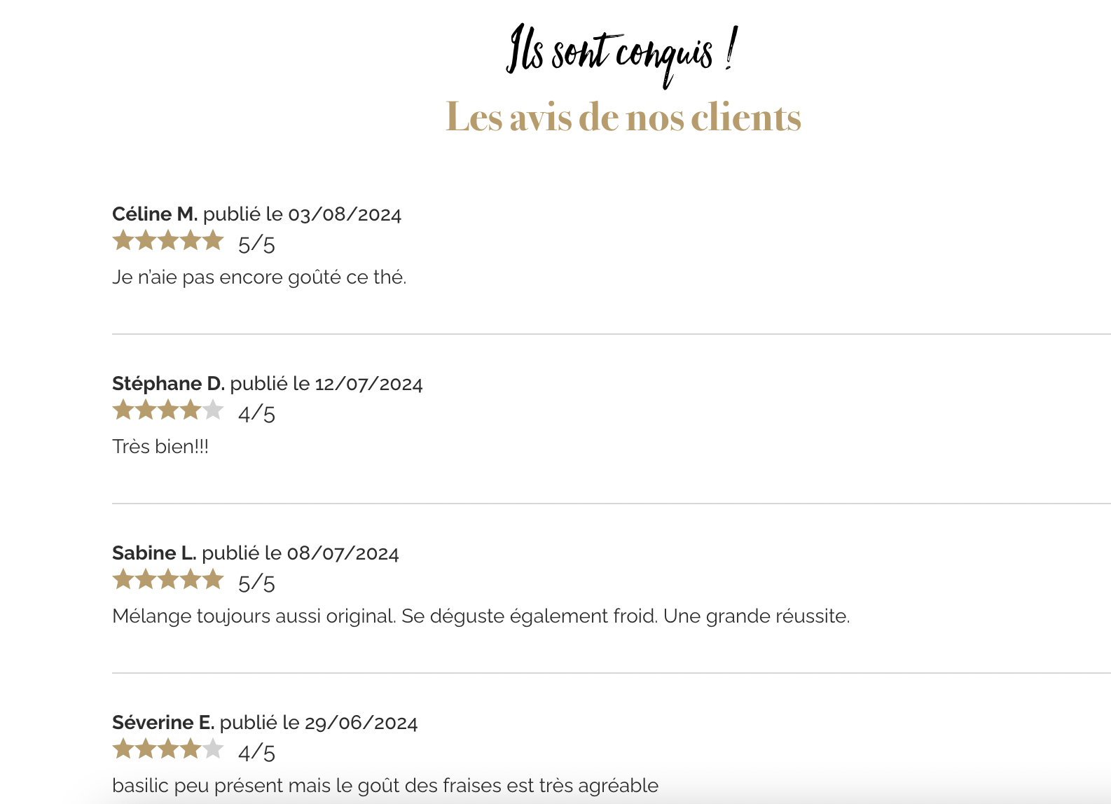Les avis clients informent et rassurent les clients. Exemple : Compagnie & Co (client Avis Vérifiés).