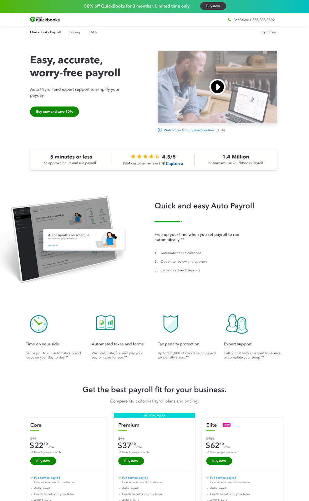 B2B landing pages - quickbook