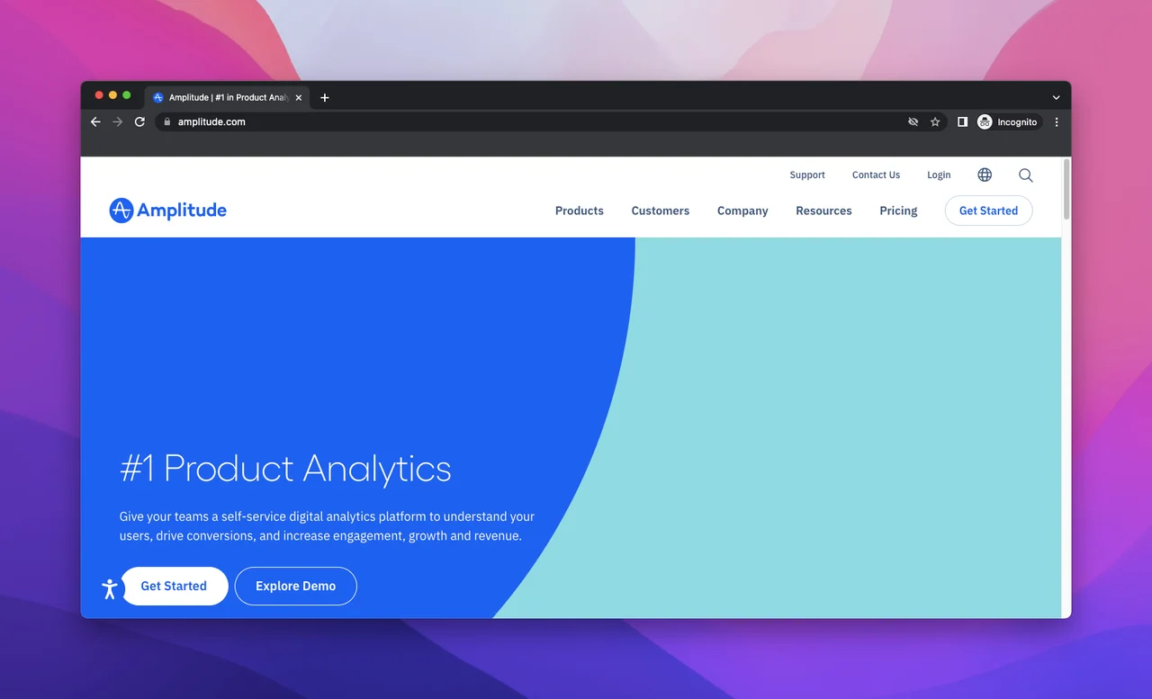 Amplitude website analytics tool