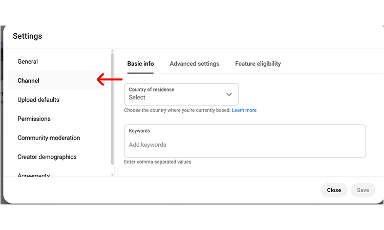 YouTube Studio Setting click on channel