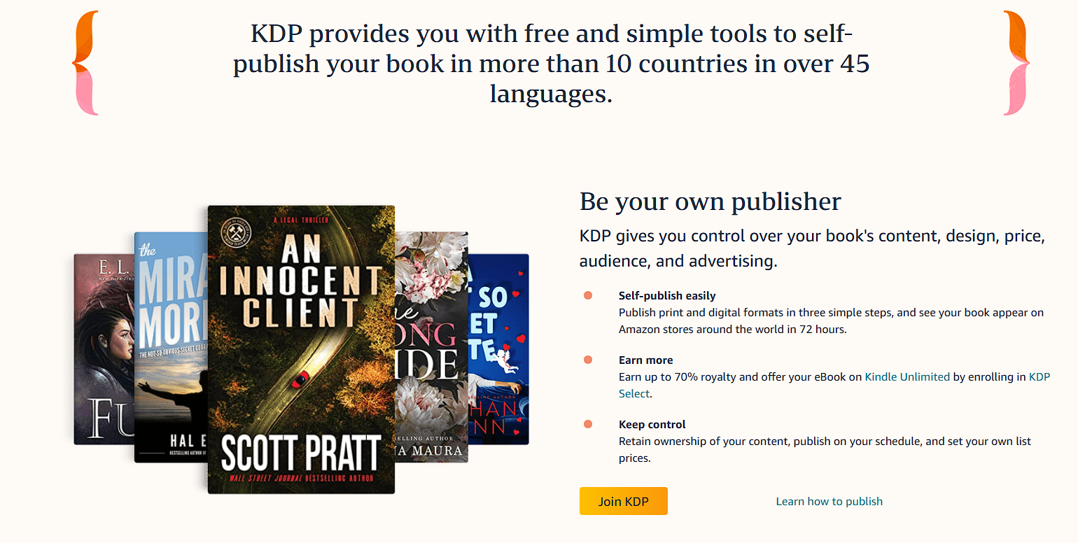 Скриншот сайта Amazon Kindle Direct Publishing