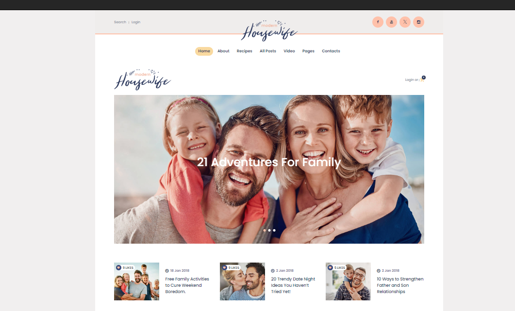 Modern Housewife blog template by Theme Forest