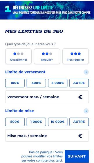 Parions Sport Définissez vos limites de jeu