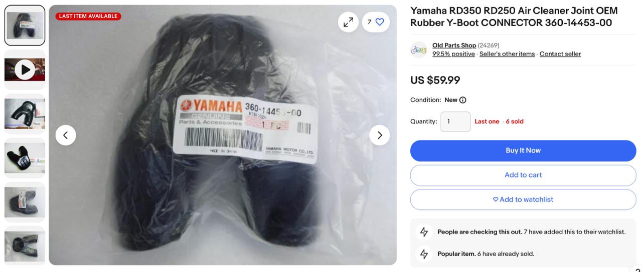 3 unit item Oldpartsshop ini terjual USD 59.99 @ RM 257.46 sen per item atau sama dengan hasil jualan 3x257.46= RM 772.38 sen