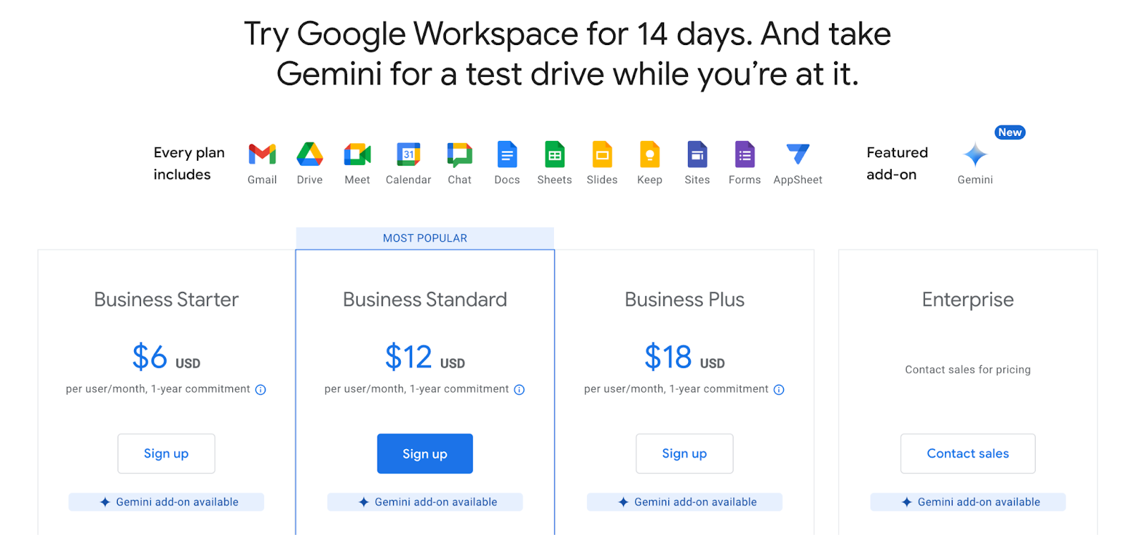 Google Workspace for Business Plans