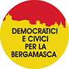 Logo giallo e rosso scritta Democratici e civici per la Bergamasca