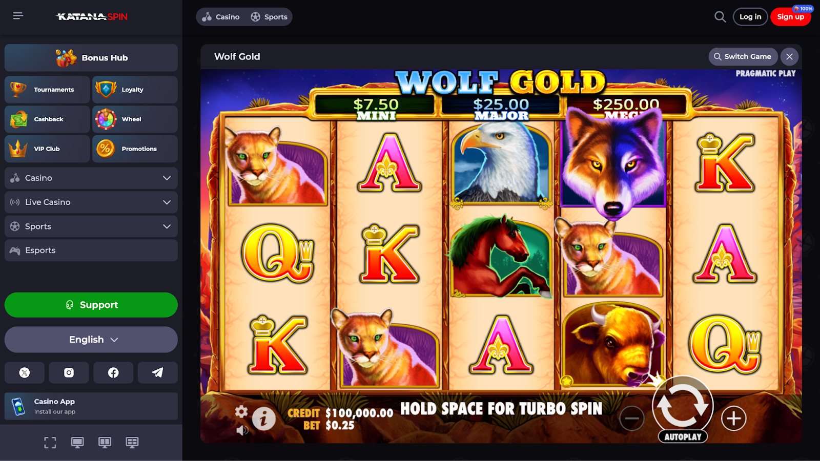 Pragmatic Play’s Wolf Gold Slot at Katan Spin
