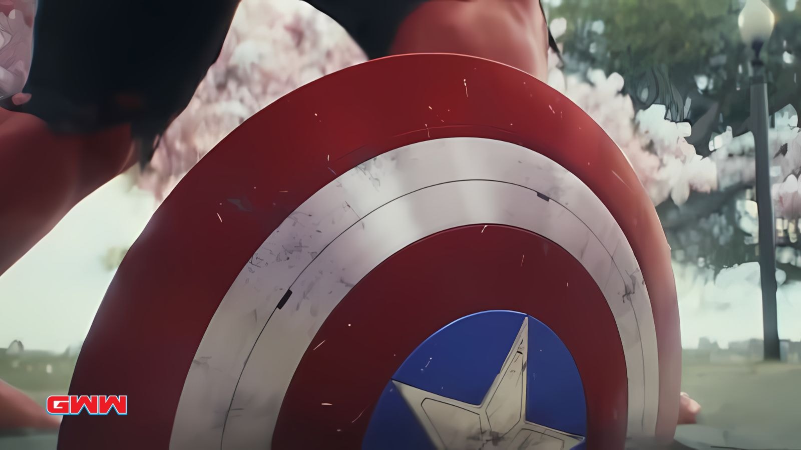 Harrison Ford Red Hulk: Captain America shield in the ground