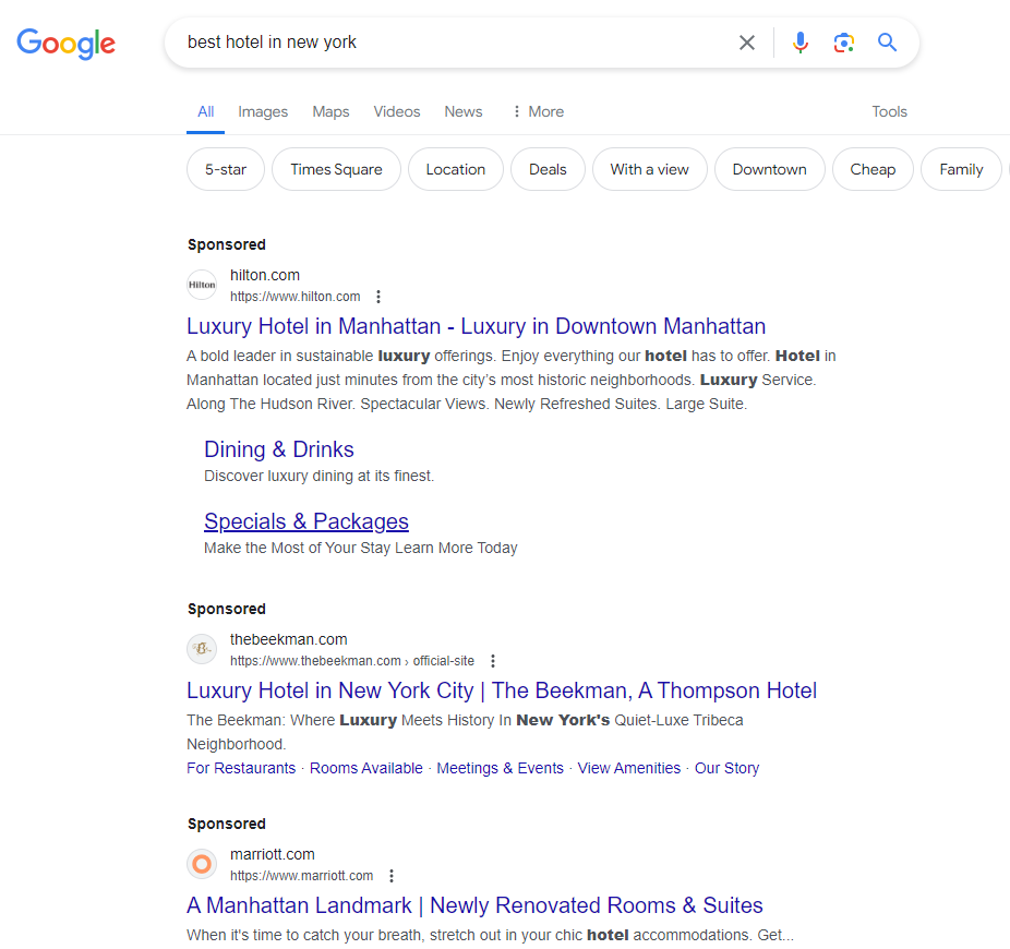 Search ads example