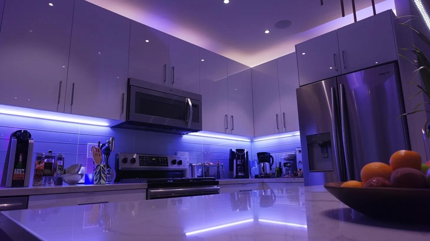 a stylish, modern kitchen renovation showcases sleek cabinetry and contemporary appliances, illuminated by warm ambient lighting that highlights the space's transformation and craftsmanship.