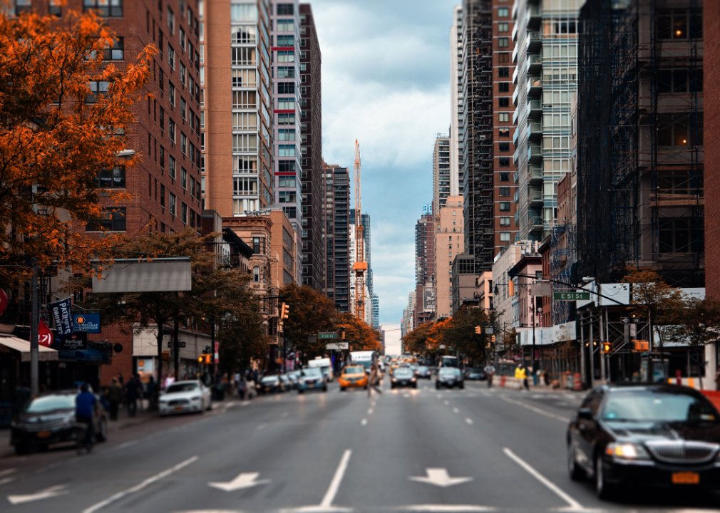 A busy street in New York.