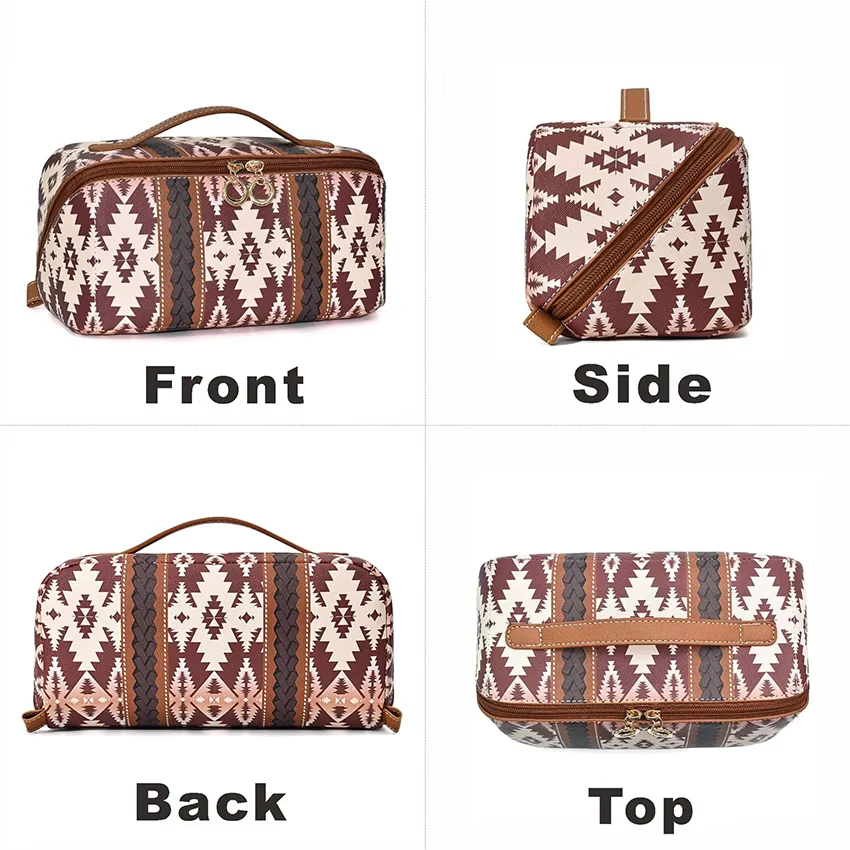 Large Waterproof Leather Luxury Makeup Bag with Zipper