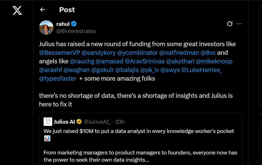 Rahul Sonwalkar's post on X