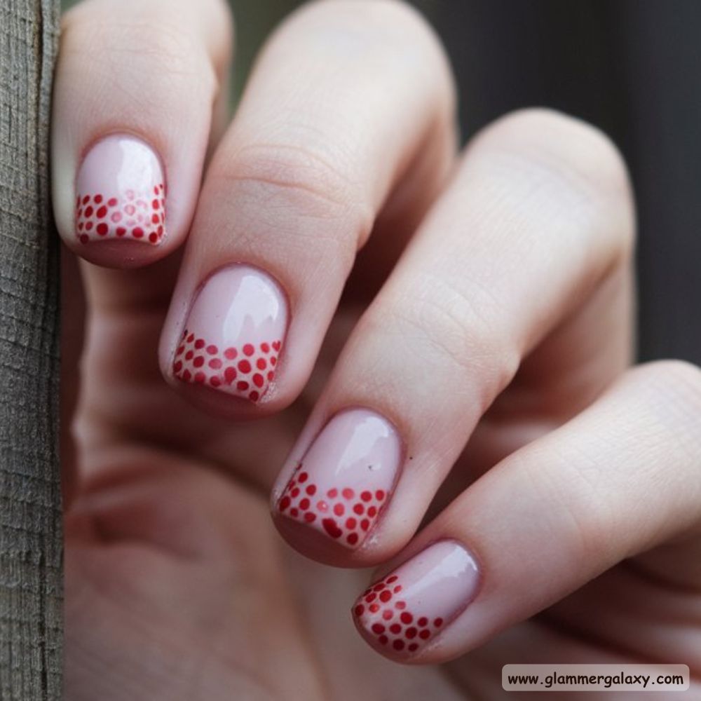 Short Fall Nail having Nude with Dot Accents Nails
