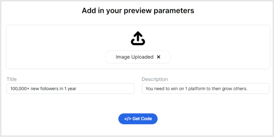 Add in your preview parameters