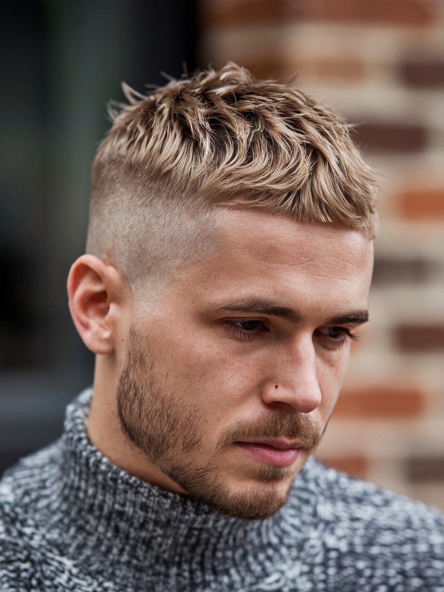 1. Textured Crew Cut with Fade