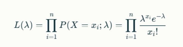 Image showing formula for likelihood function for Poisson distribution