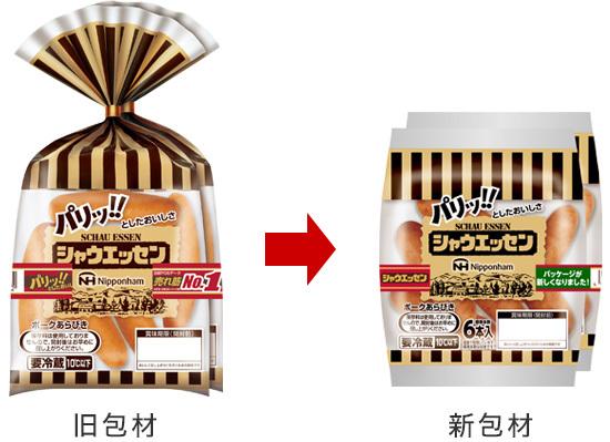 容器包装プラスチックの使用量削減 ウインナー群