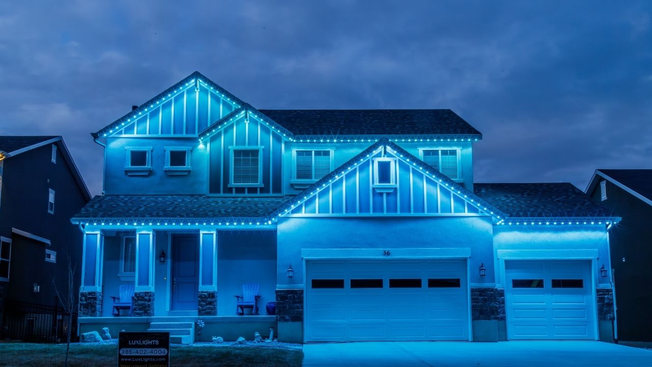 blue permanent Christmas lights