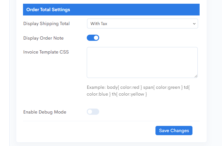 Order Total Settings 