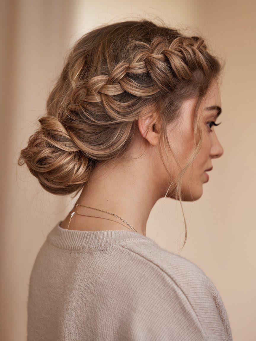 35. Low Bun with Braided Detail